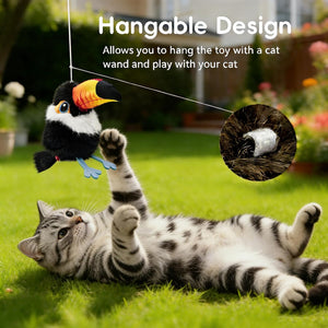 Cat playing with a hanging toy in a garden at Pet Servo