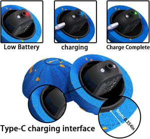 Blue robot vacuum cleaner with charging interface and battery status indicators at Pet Servo