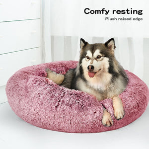 PaWz Dog Cat Donut Fluffy Calming Nest Bed with Removable Machine Washable Cover (Pink) at Pet Servo