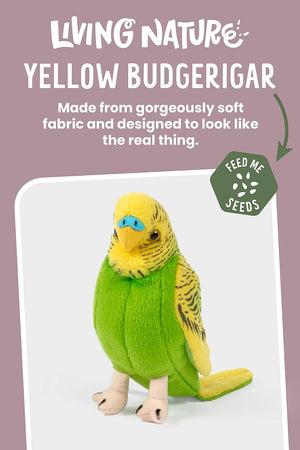 LIVING NATURE - Yellow Budgerigar Plush Toy with Sound - Petservo