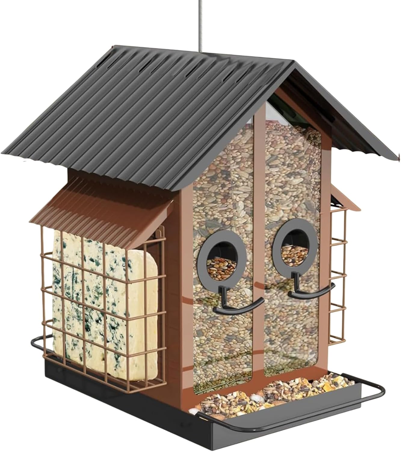 Multifunctional bird feeder with different compartments on a white background at Pet Servo