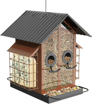 Multifunctional bird feeder with different compartments on a white background at Pet Servo
