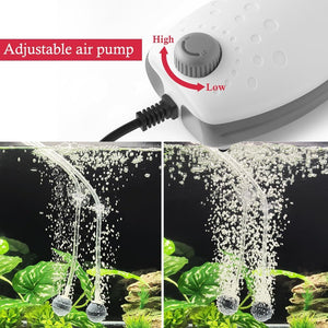 Adjustable air pump for aquarium with water flow visualization at Pet Servo