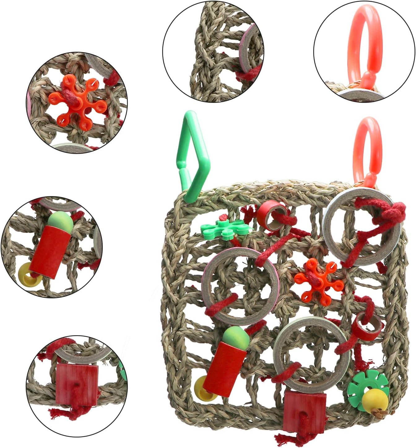 Pet toy with red and green components on a white background at Pet Servo