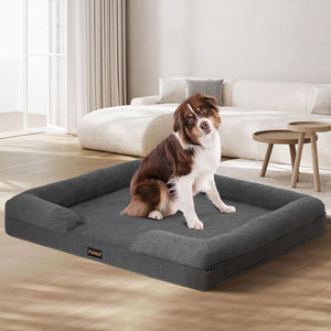 PaWz - XL Memory Foam Pet Sofa Bed with Removable Washable Fluffy Cover (Grey) at Pet Servo