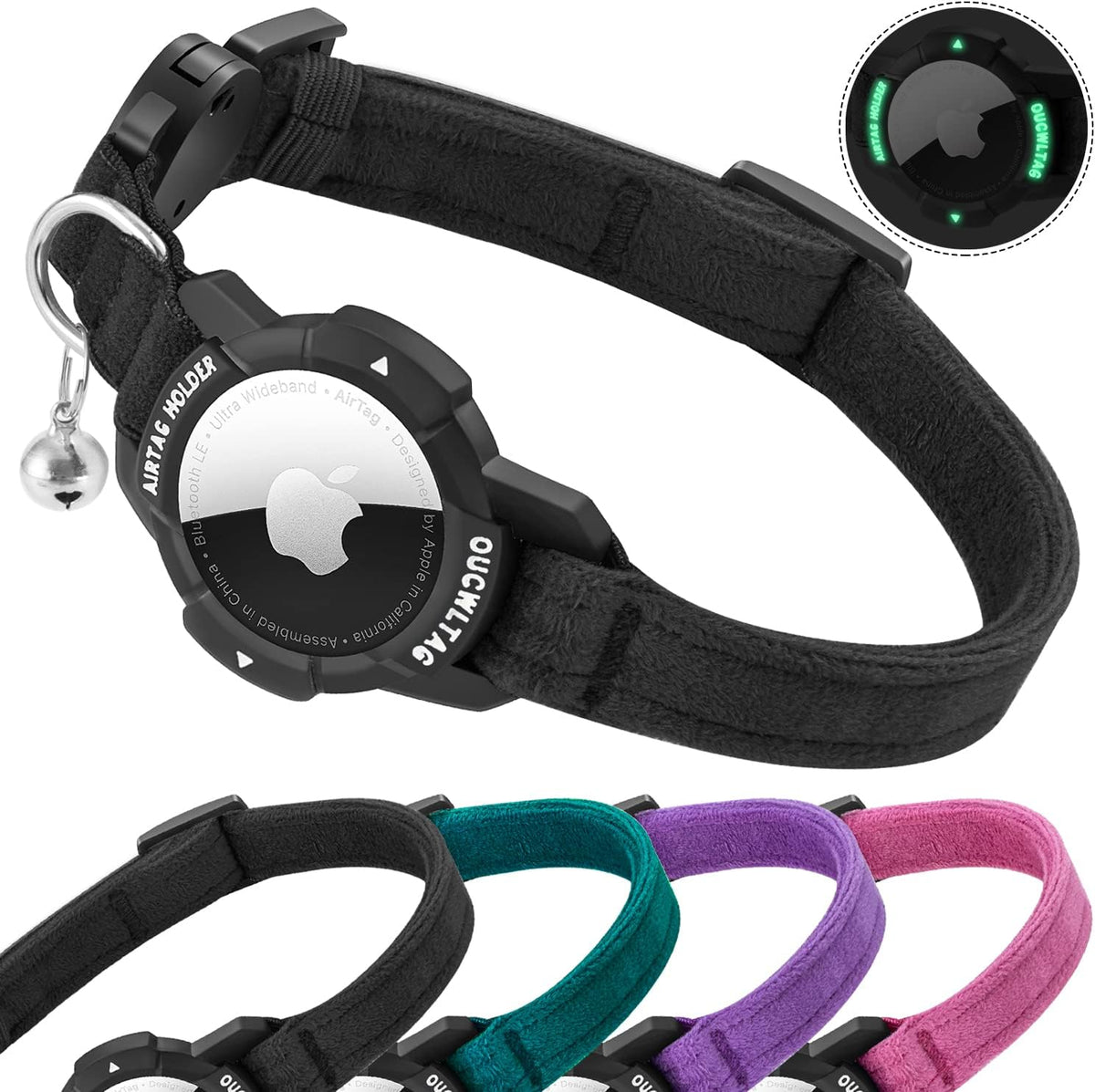 Black dog collar with electronic device and color options displayed below on a white background at Pet Servo