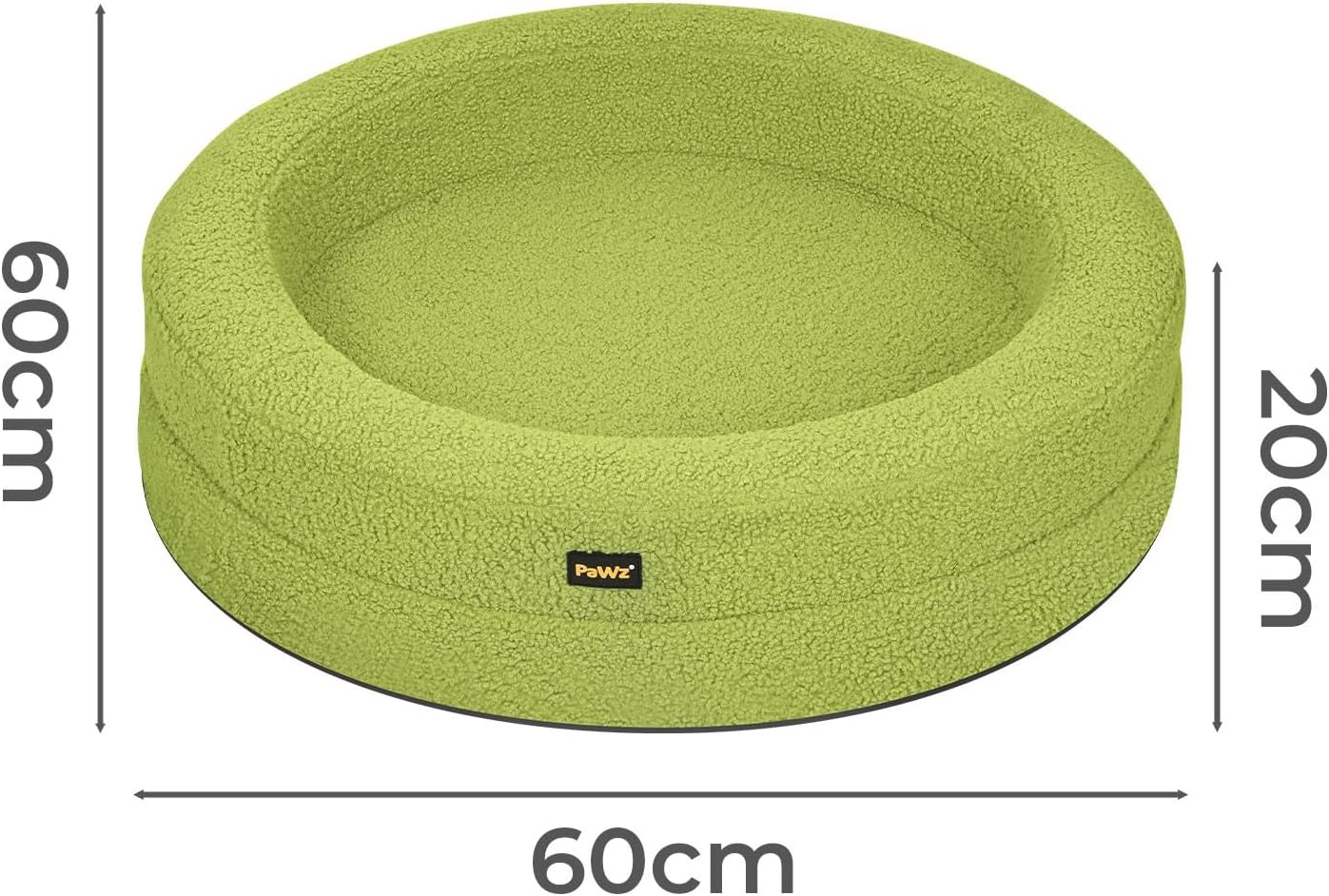 Pawz Orthopedic Donut Dog Bed with Memory Foam & Removable Cover for Medium Dogs (Green) at Pet Servo