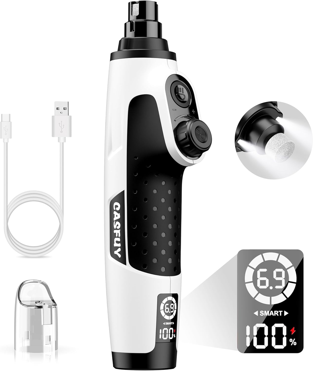 Buy Casfuy 6-Speed Pet Nail Grinder with 2 LED Lights at Pet Servo