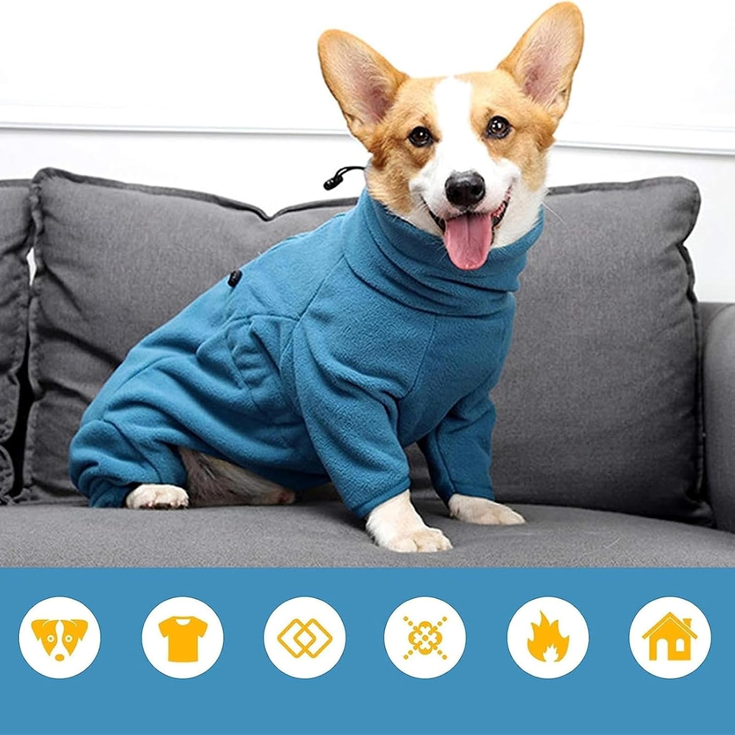 Turquoise Fleece Dog Jacket for Winter Warmth - Petservo