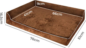 PaWz L-Shape Neck Support Velvet Orthopedic Dog Bed Sofa for Medium Dogs (Coffee) at Pet Servo