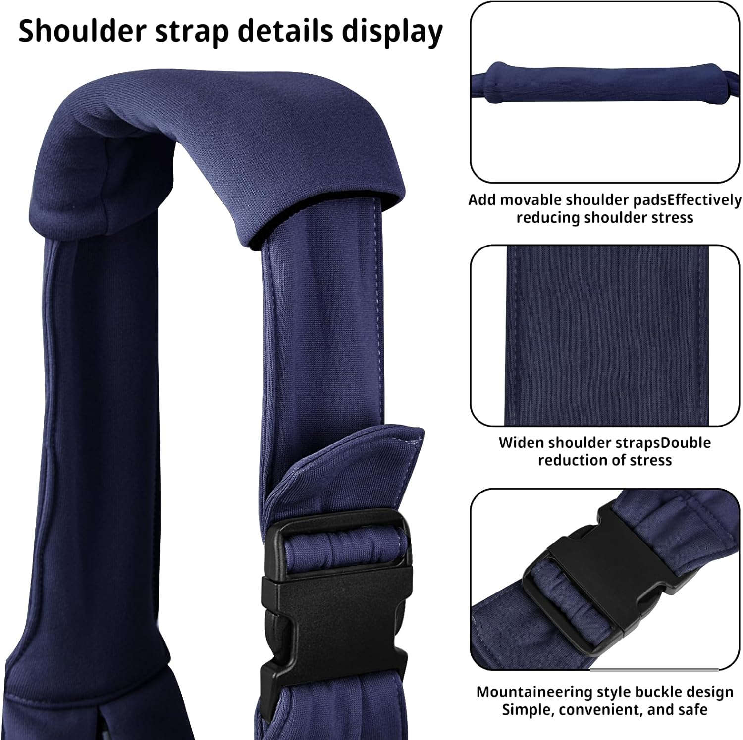 Navy shoulder strap with detailed features on a white background at Pet Servo