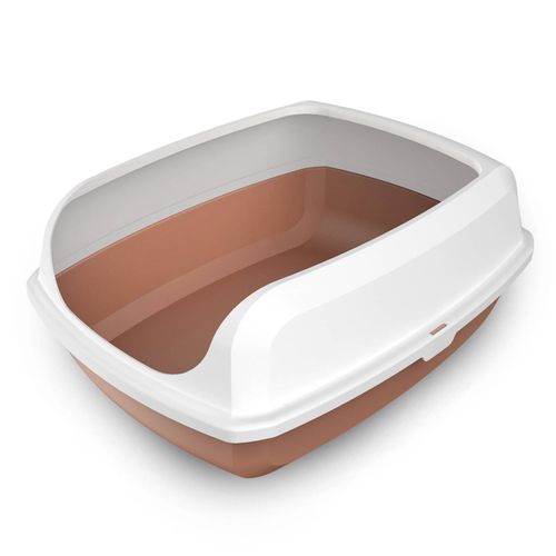 YES4PETS 2X Medium High Side Cat Litter Box with Scoop Brown PetServo