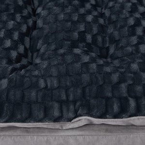 Close-up of a textured dark gray blanket with a soft surface at Pet Servo