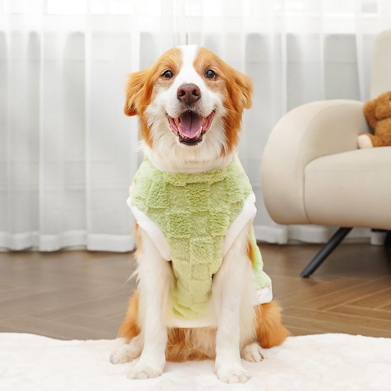 Generic - Green Plush Dog Winter Coat for Pets - Petservo