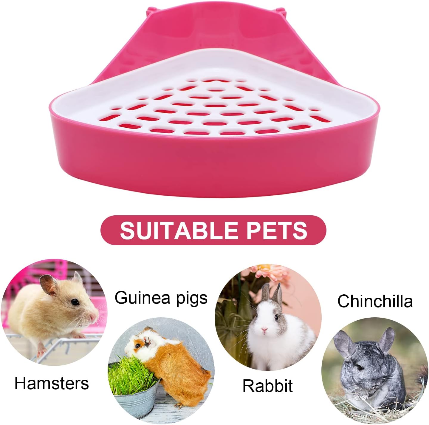 Pink pet playpen with suitable pets listed below on a white background at Pet Servo