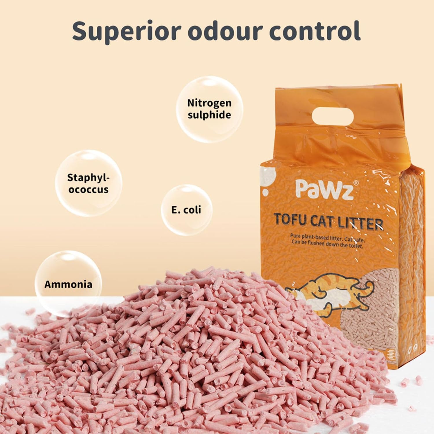 PaWz - Tofu Cat Litter Clumping, Ultra Absorbent and Fast Drying Long Lasting Odor Control (Watermelon) at Pet Servo
