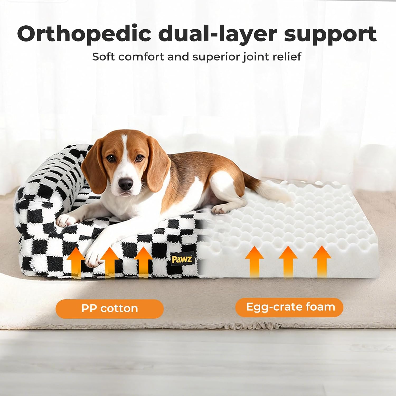 PaWz Rectangle Plush Dog Sofa with Supportive Foam Bolster with Waterproof Lining at Pet Servo