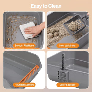 PaWz - Open Cat Litter Box with Scoop High Sided Kitty Litter Tray at Pet Servo