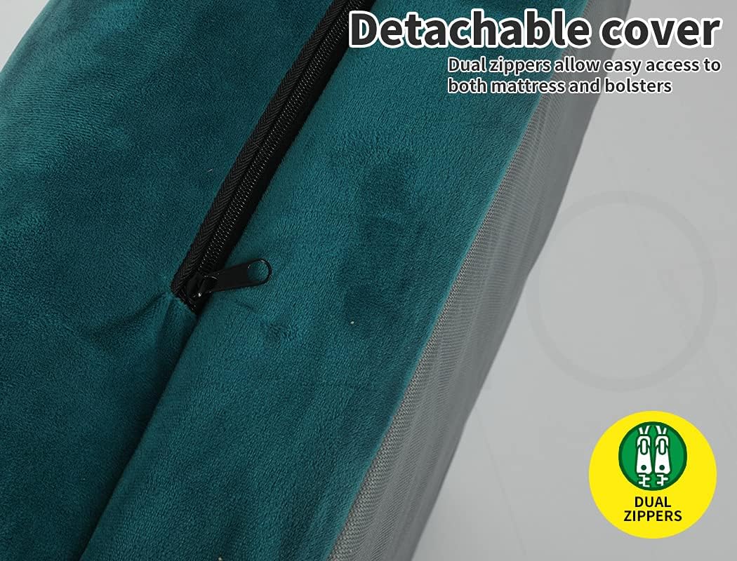 Teal mattress cover with dual zippers on a gray background at Pet Servo