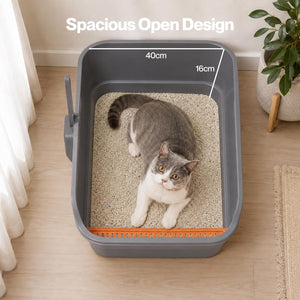 PaWz - Open Cat Litter Box with Scoop High Sided Kitty Litter Tray at Pet Servo