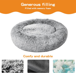 PaWz Dog Cat Fluffy Donut Calming Nest Bed with Removable Machine Washable Cover (Charcoal) at Pet Servo
