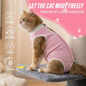 Viiotu - Soft Post-Surgery Recovery Suit for Female Cats, Pink at Pet Servo