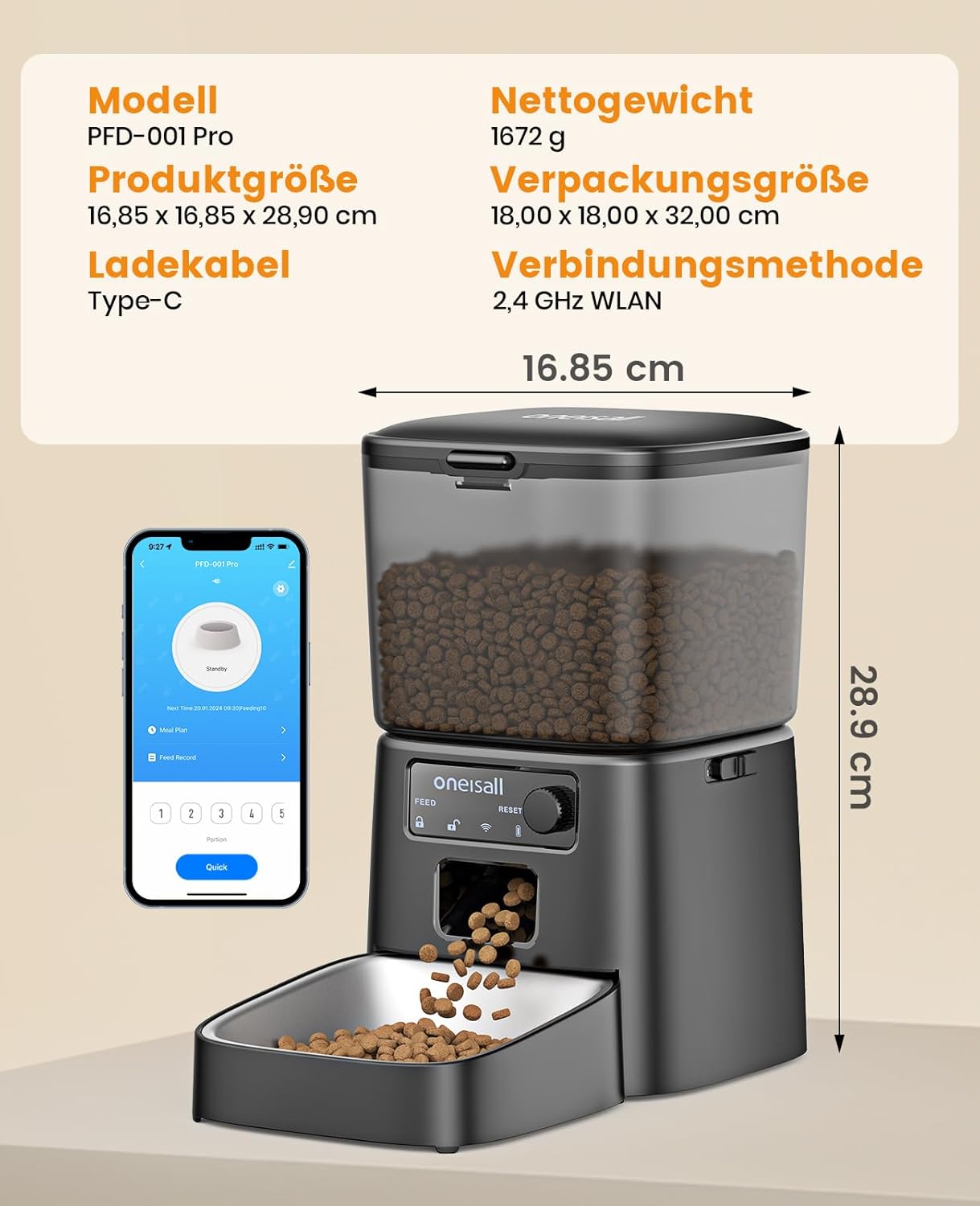 Buy oneisall - 3.5L Automatic Cat Feeder (Black) at Pet Servo