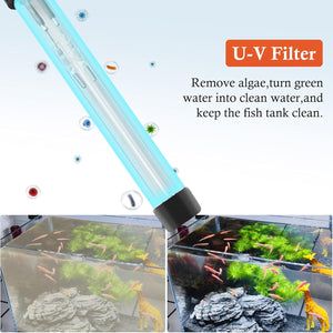 U-V filter for aquarium with before and after effects on water clarity at Pet Servo