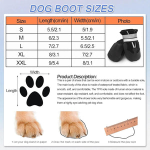 Hapurs - Waterproof Reflective Dog Boots – Black - Petservo