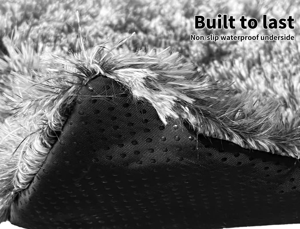 Close-up of a pet bed with non-slip waterproof underside and fluffy texture at Pet Servo