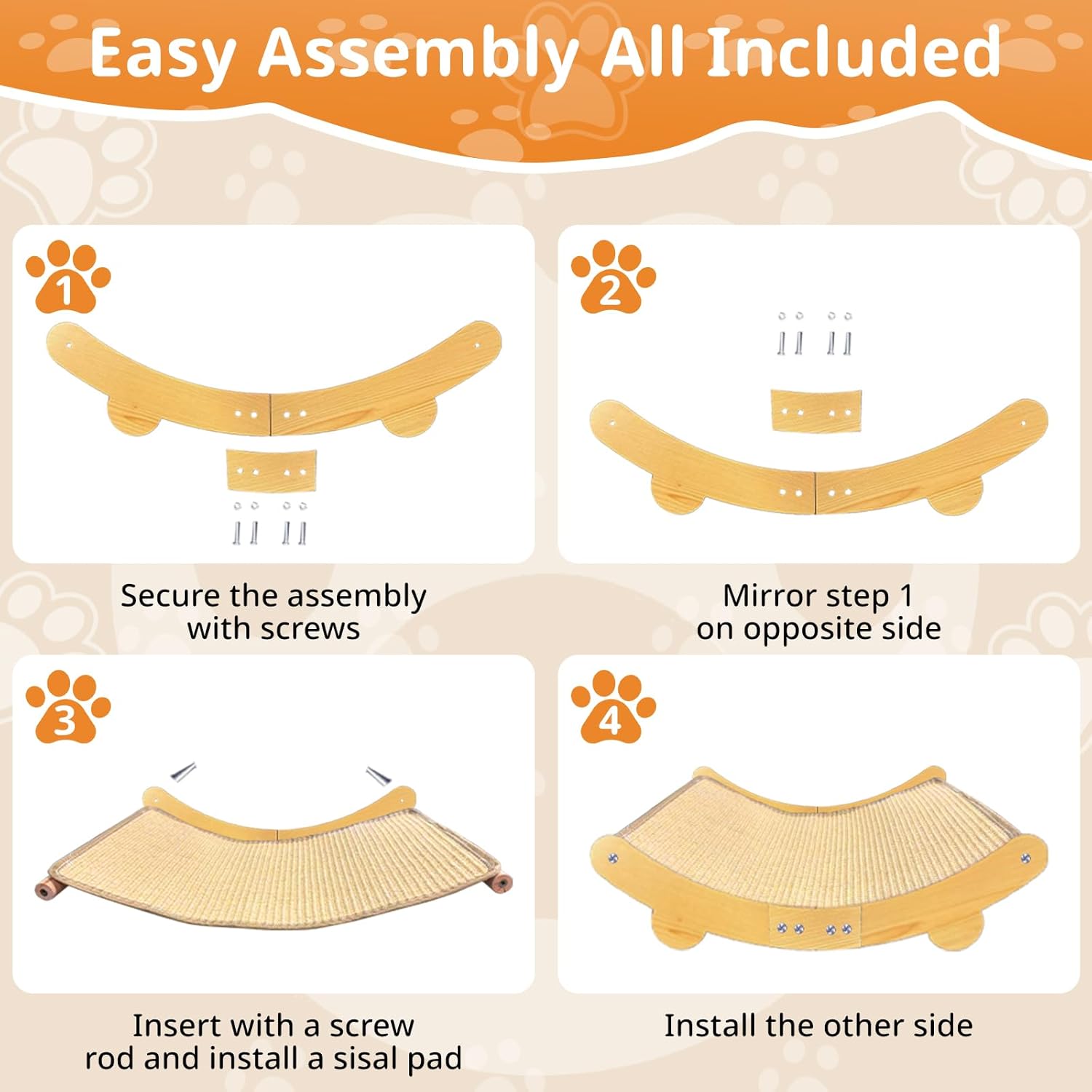 Step-by-step assembly instructions for a pet climbing structure with illustrations and text at Pet Servo