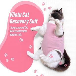 Viiotu - Soft Post-Surgery Recovery Suit for Female Cats, Pink at Pet Servo