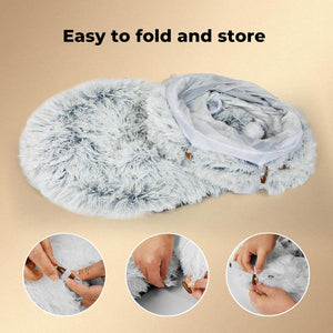 PaWz - Large Cat Tunnel Bed with Central Soft Mat, Fluffy Cat Cave Donut Tunnel at Pet Servo