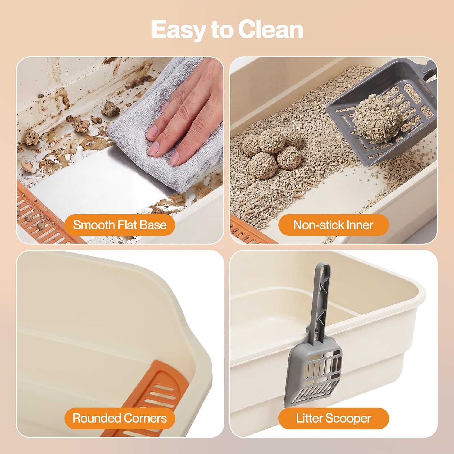 PaWz - Open Cat Litter Box with Scoop High Sided Kitty Litter Tray at Pet Servo