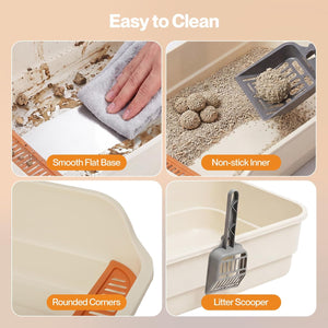PaWz - Open Cat Litter Box with Scoop High Sided Kitty Litter Tray at Pet Servo
