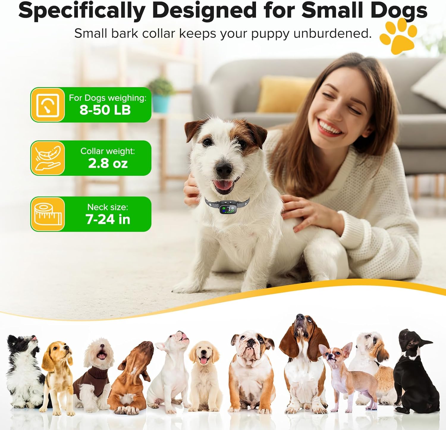 MASBRILL - Small Dog Bark Collar, Anti Bark Collar for Small Dogs