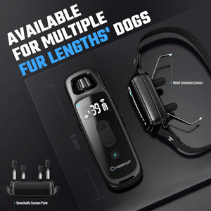 Dog grooming tool set with digital display and metal extension contact on a black background at Pet Servo