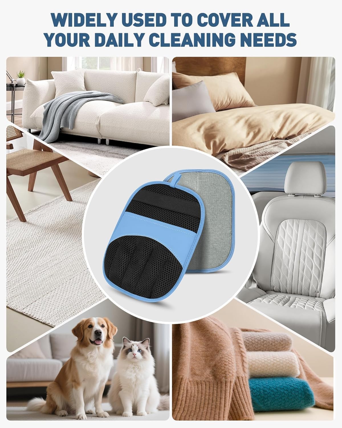 Cleaning pads used in various household settings with text 'Widely used to cover all your daily cleaning needs' at Pet Servo
