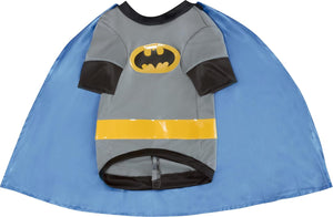 Dog costume with Batman logo and cape on a white background at Pet Servo