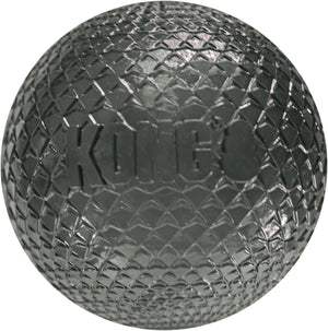 Black textured KONG ball on a white background at Pet Servo