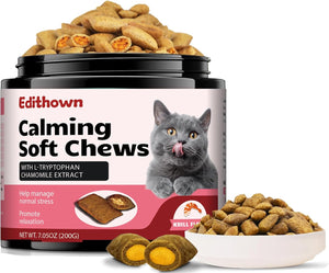 Edithown Calming Soft Chews for cats with cat illustration and product packaging at Pet Servo