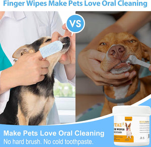 Comparison of using finger wipes for pet oral cleaning with a bottle of Total Pet Care finger wipes at Pet Servo