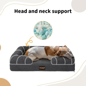 PaWz - XL Memory Foam Pet Sofa Bed with Removable Washable Fluffy Cover (Grey) at Pet Servo