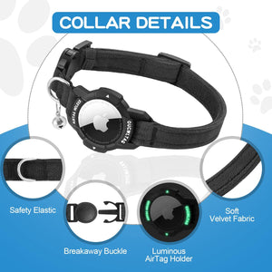 Dog collar with safety features and components highlighted on a blue and white background at Pet Servo