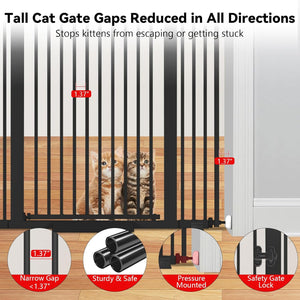 Cat gate with kittens inside, showing reduced gaps and safety features.