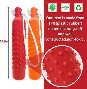 Two red and orange textured items with a close-up of texture and product information on a red background at Pet Servo