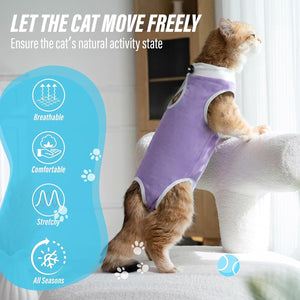 Viiotu - Soft Post-Surgery Recovery Suit for Female Cats, Purple at Pet Servo