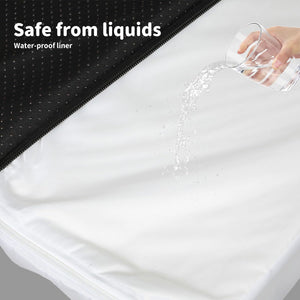 Waterproof liner being tested with a glass of water being poured onto it at Pet Servo