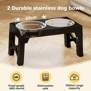 Pawz 2-in-1 Stainless Steel Foldable 4 Height Raised Bowl Stand for Small to Large Dogs at Pet Servo