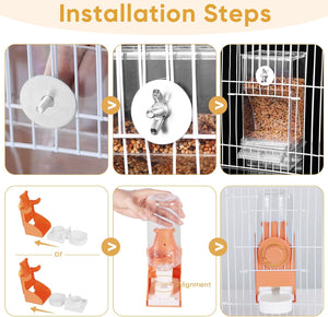 Step-by-step installation guide for a pet cage accessory with images and text at Pet Servo